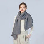 Load image into Gallery viewer, Pleated Shawl With Contrast Trim in Dark Grey
