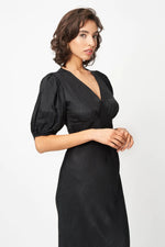 Load image into Gallery viewer, Sienna Dress in Black Zebra Jacquard

