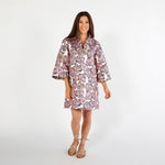 Load image into Gallery viewer, Kari Jacquard Rose Dress in Navy and Pink
