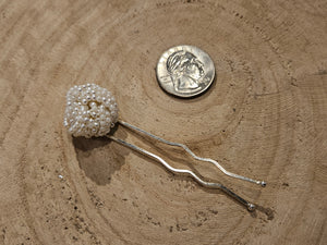 Large Vintage Pearl Knot Bobby Pin in Silver