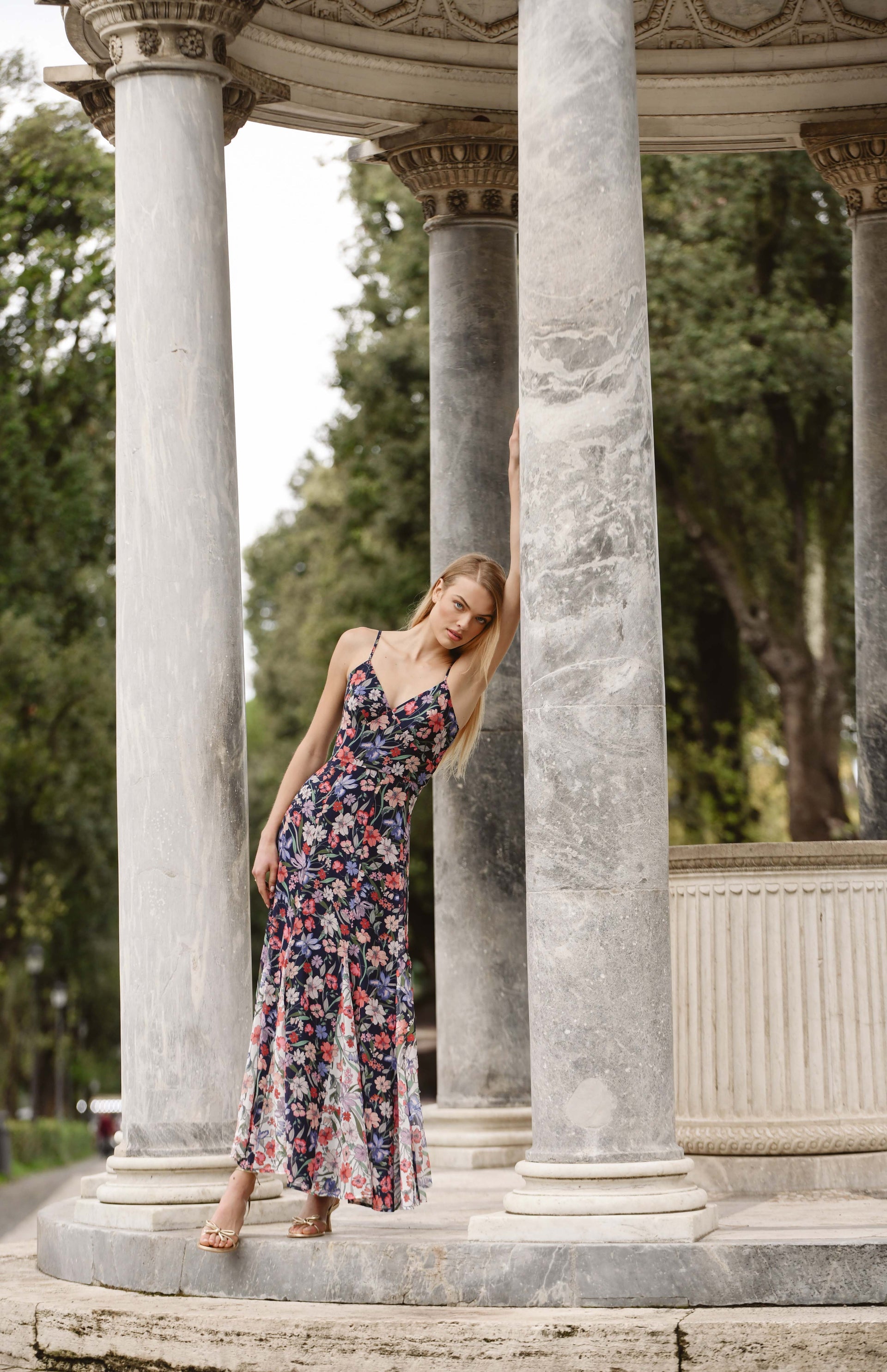 Belinna Dress in Navy Multi Tropical Garden