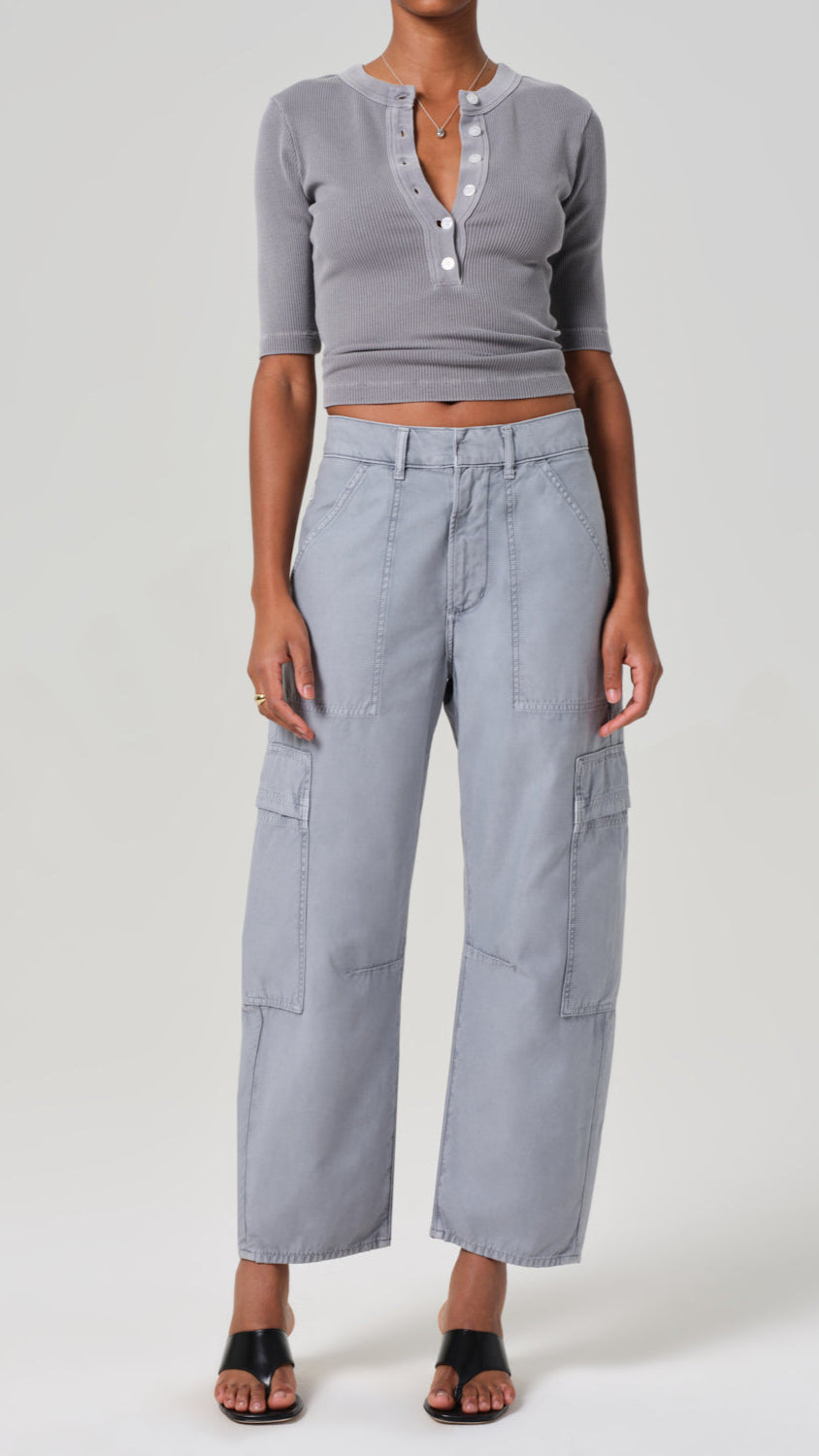Marcelle Low Slung Cargo in Sateen in Hematite