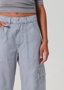 Marcelle Low Slung Cargo in Sateen in Hematite