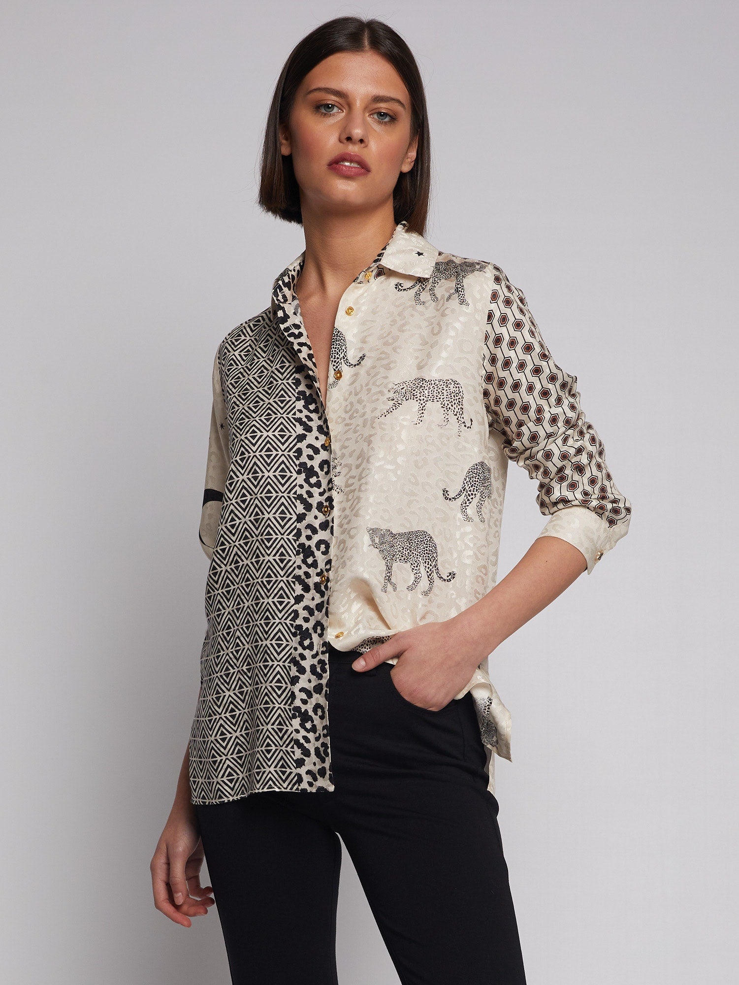 Irina Shirt in Patchwork Print