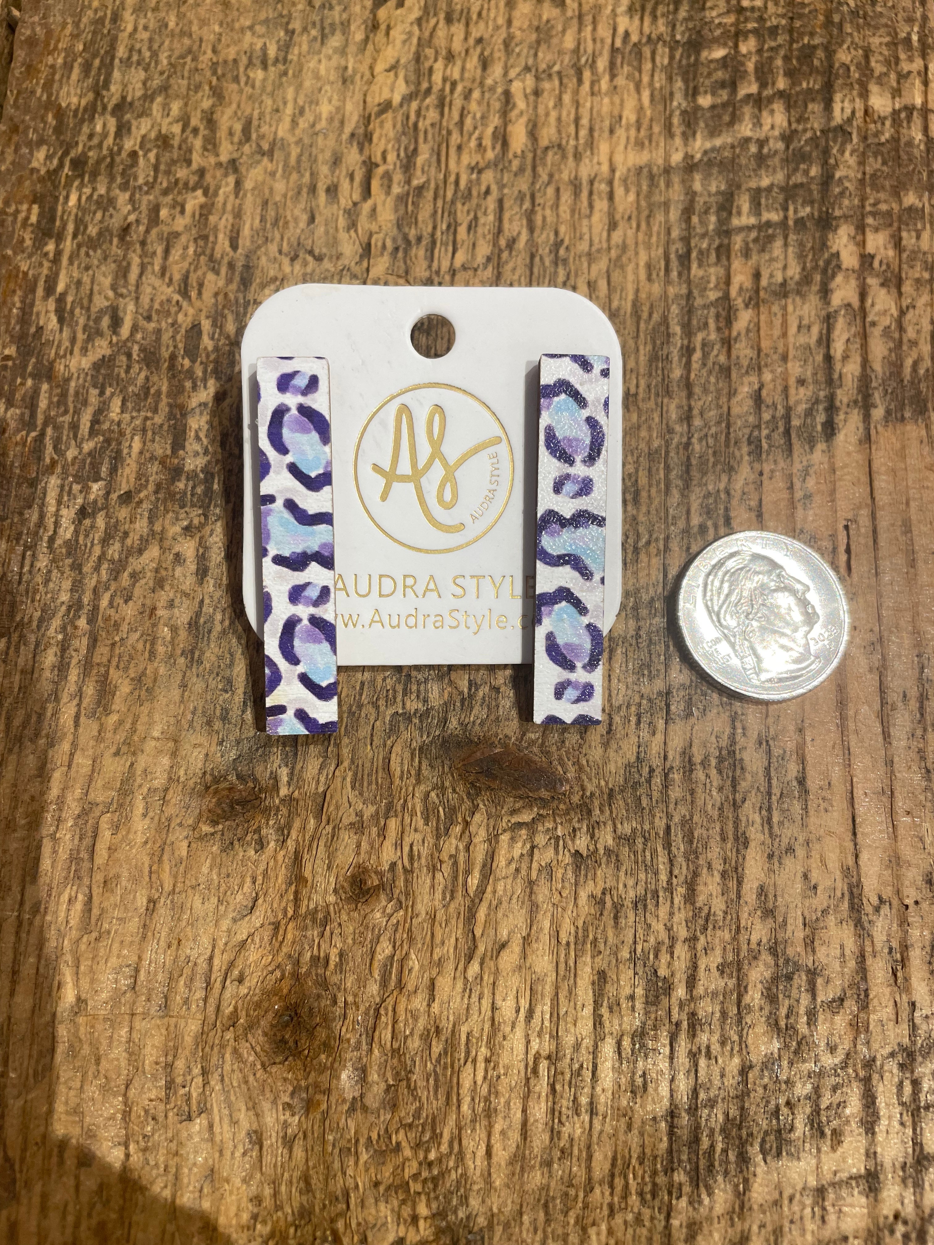 Beatrice Earrings in Purple Cheetah