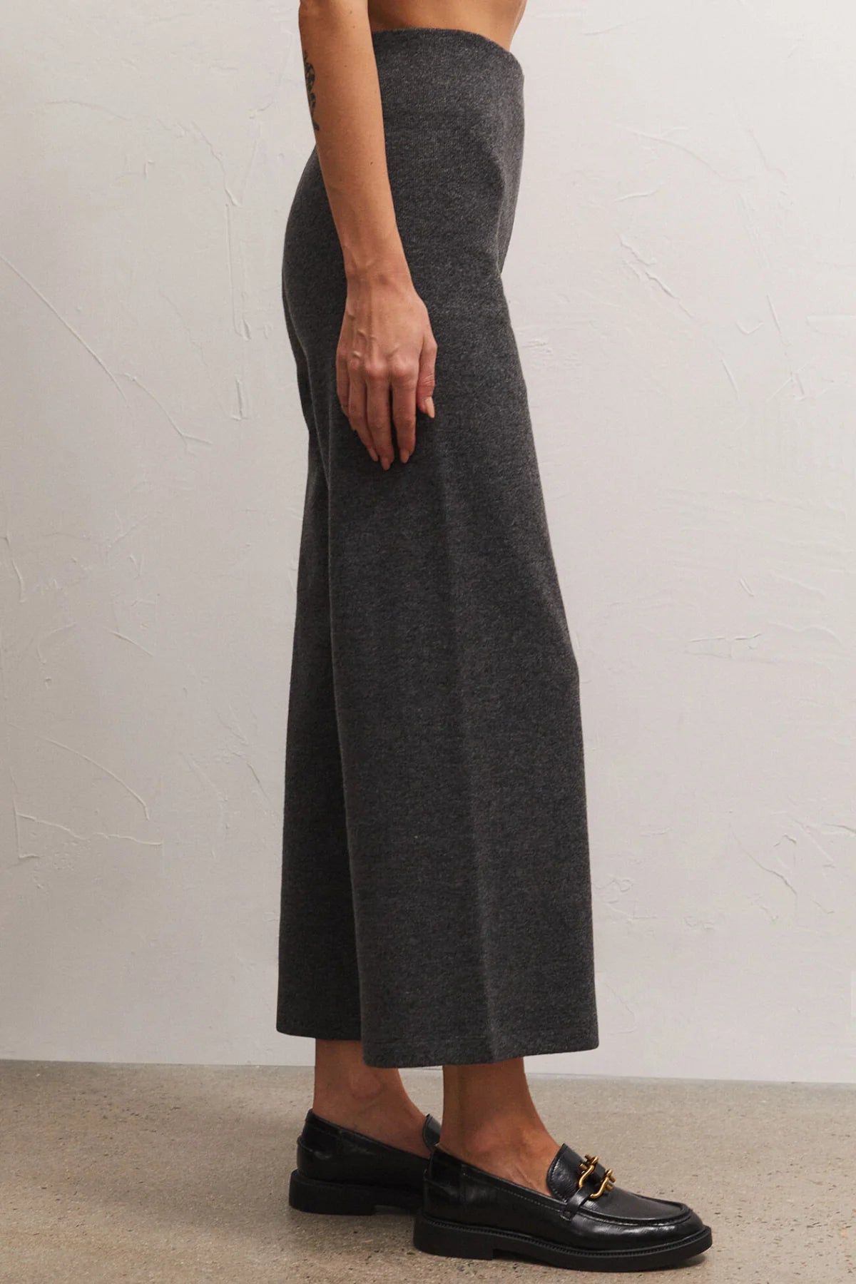 Delaney Brushed Rib Pant in Charcoal Heather