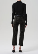 Load image into Gallery viewer, Delfina High Rise Straight Velvet in Olive Leaf
