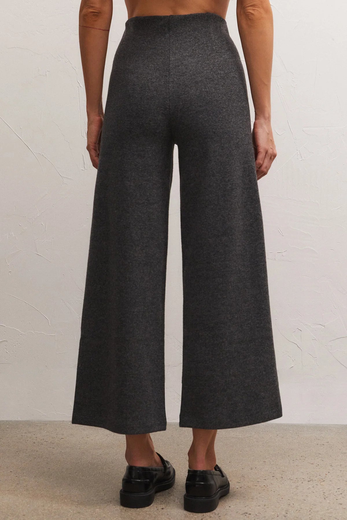 Delaney Brushed Rib Pant in Charcoal Heather
