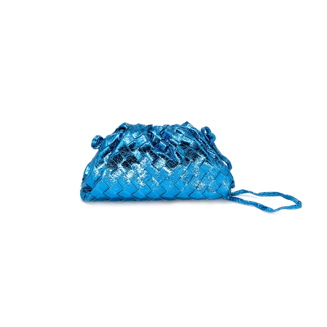 Metallic Half Moon Bag in Bright Blue