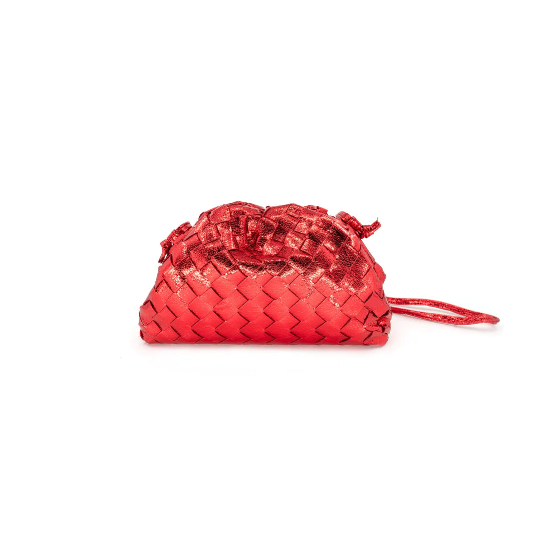 Metallic Half Moon Bag in Red