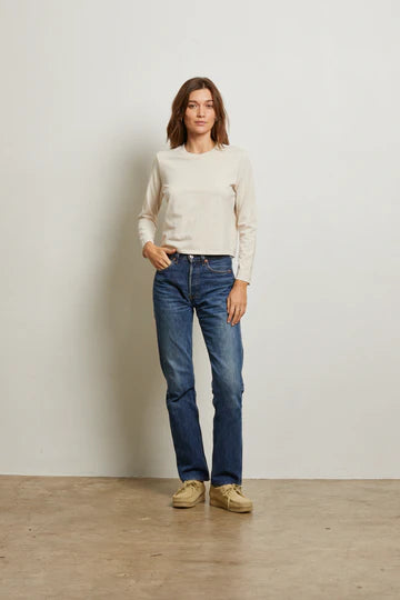 Bruce Long Sleeve Crew Tee in Sugar