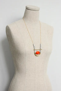 Magnesite and Agate Necklace in Grey/Red
