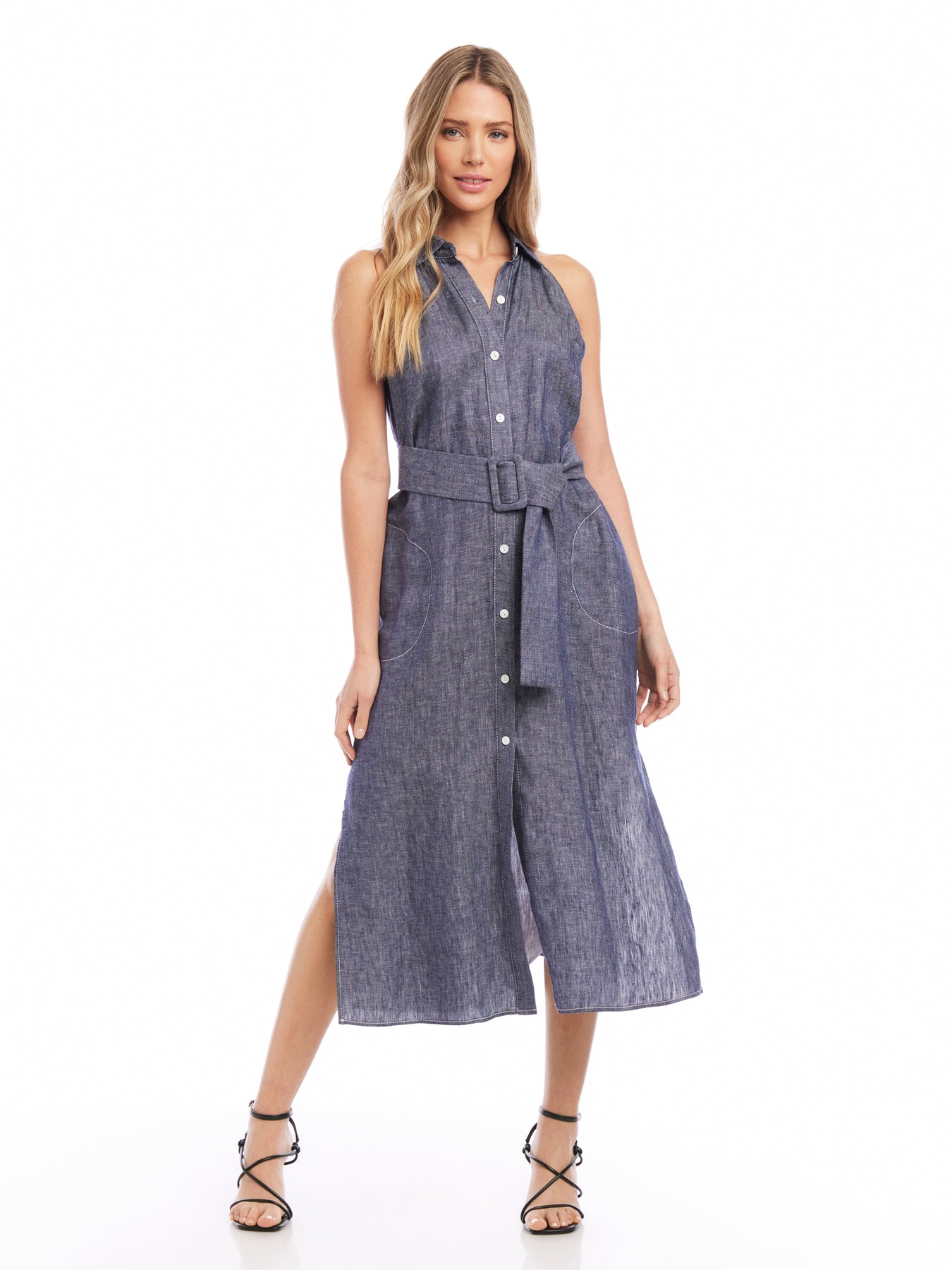 Belted Shirt Dress in Denim