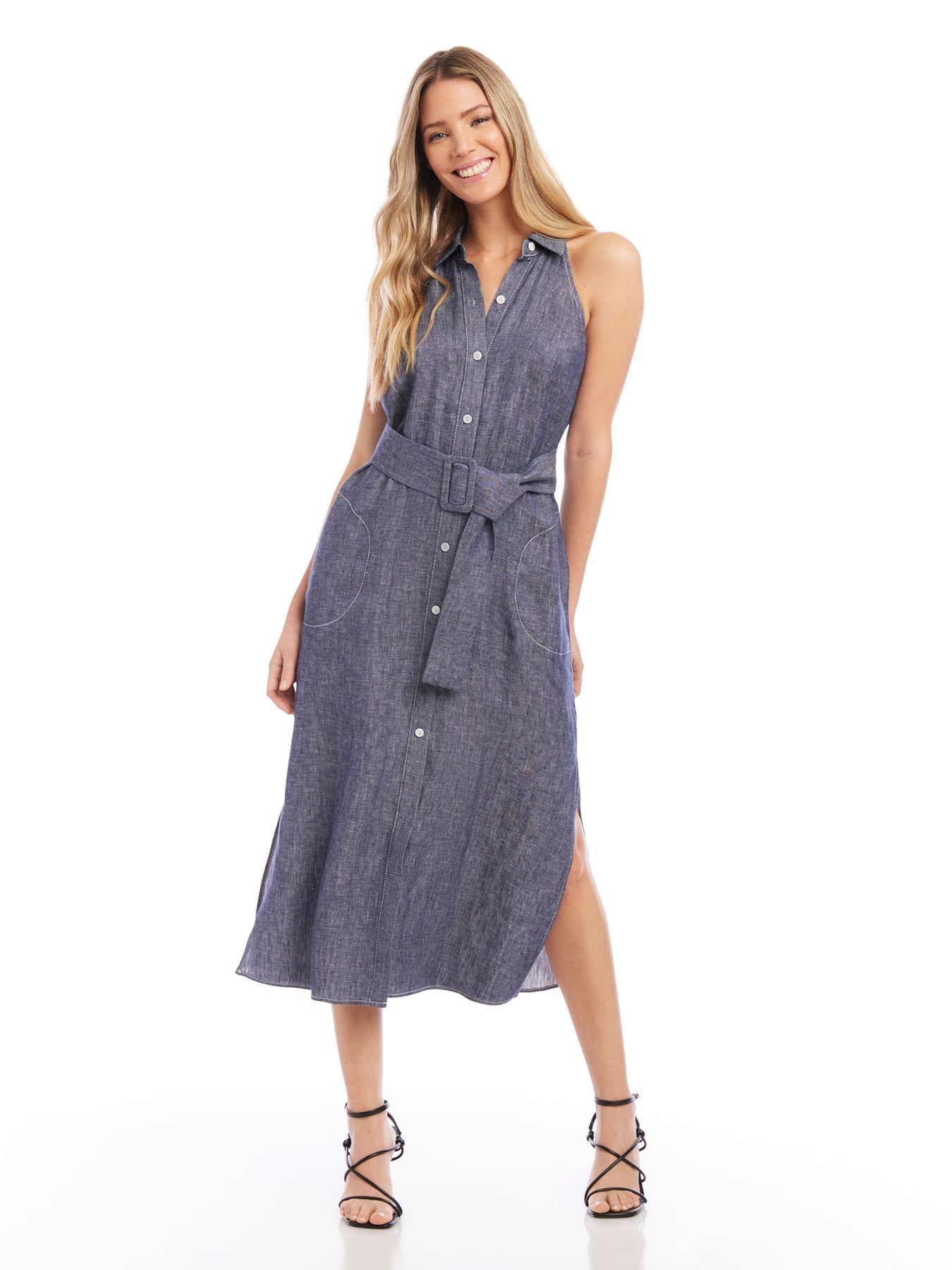 Belted Shirt Dress in Denim