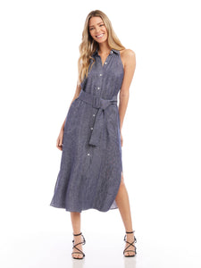 Belted Shirt Dress in Denim