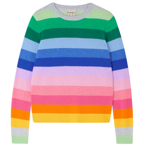 Multi Stripe Crew Sweater in Super Grey Multi
