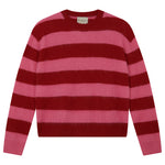 Load image into Gallery viewer, Brushed Stripe Crew Sweater in Ruby/Gossip Girl
