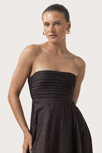 Talia Linen Dress in Coffee