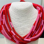 Load image into Gallery viewer, Two-Tone 8-Strand Rope Necklace in Red/Pink
