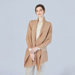 Load image into Gallery viewer, Pleated Shawl With Contrast Trim in Khaki
