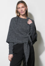 Load image into Gallery viewer, Yumi Sweater Top/Shawl Set in Charcoal
