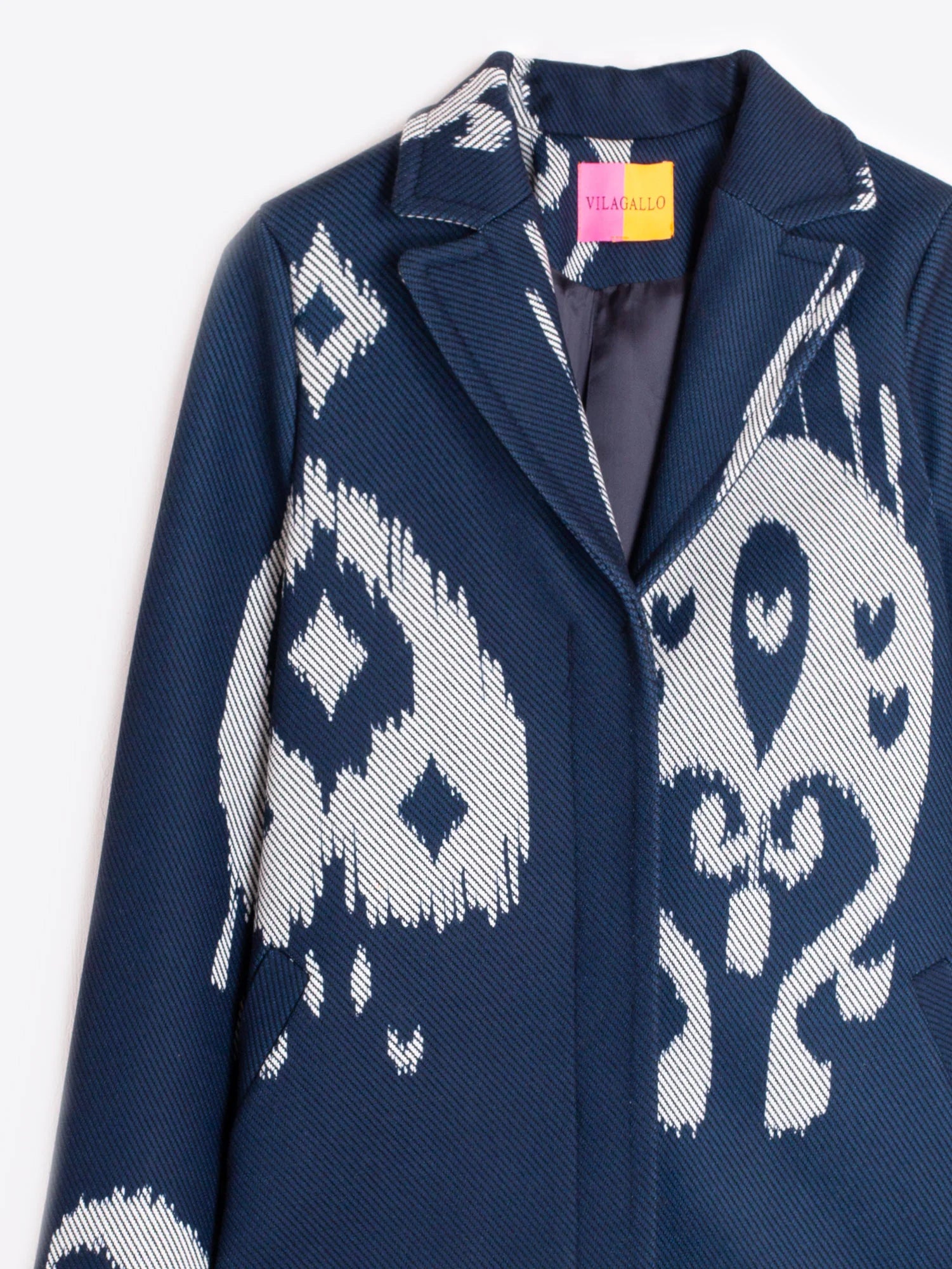 Emily Coat in Navy Ikat