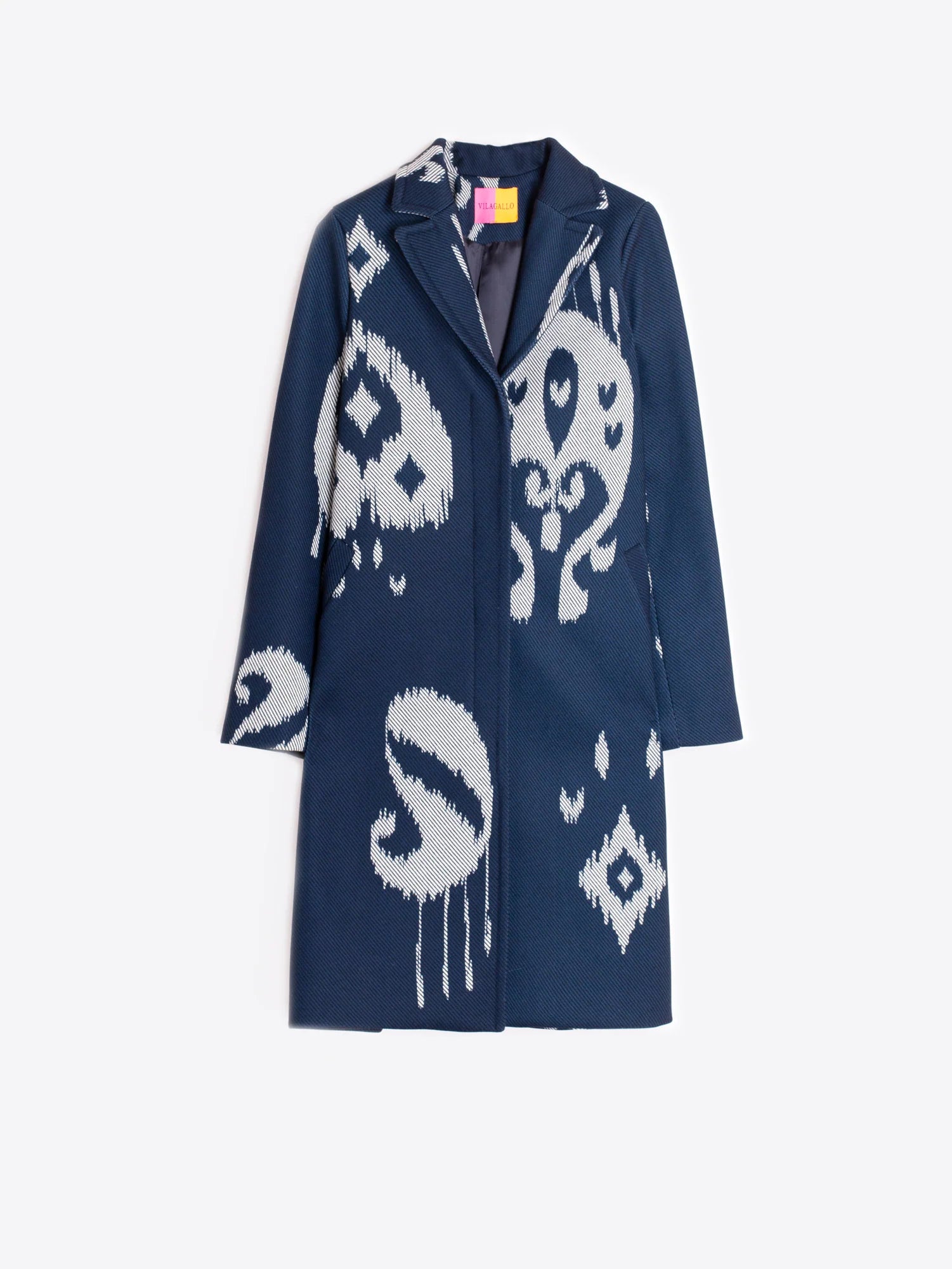 Emily Coat in Navy Ikat