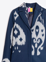 Load image into Gallery viewer, Emily Coat in Navy Ikat
