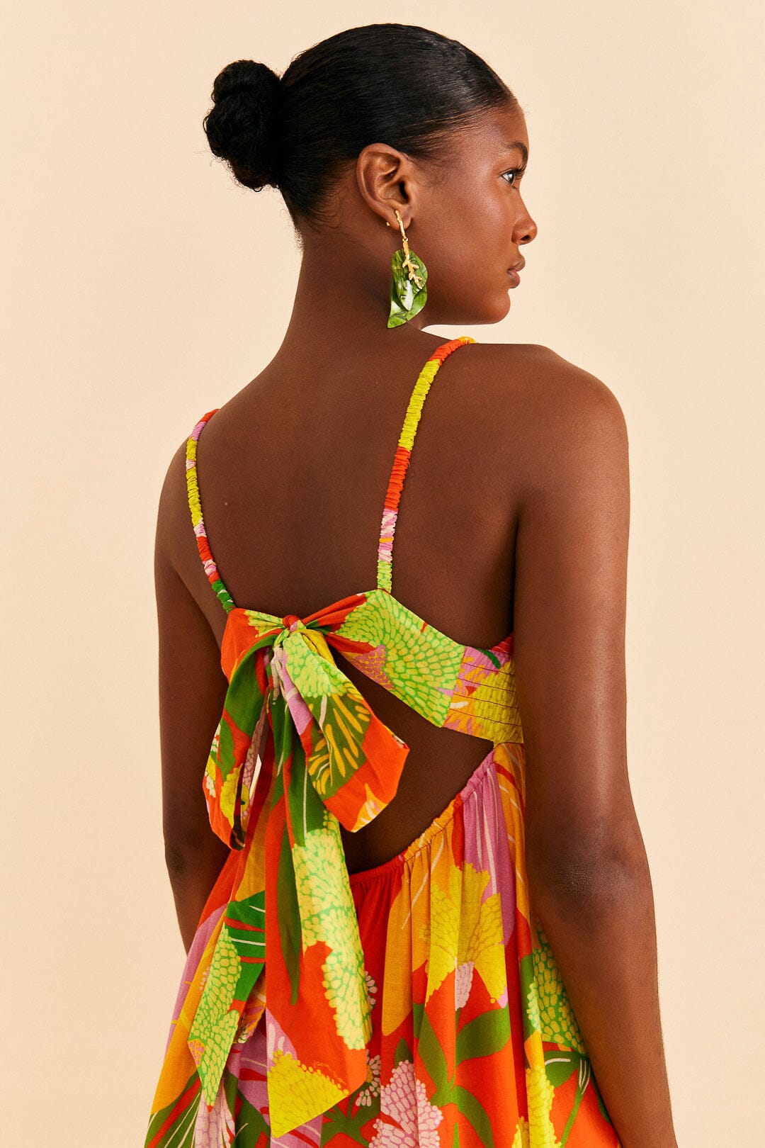 Neon Floral Maxi Dress in Red