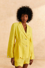 Load image into Gallery viewer, Linen Blazer in Bright Yellow
