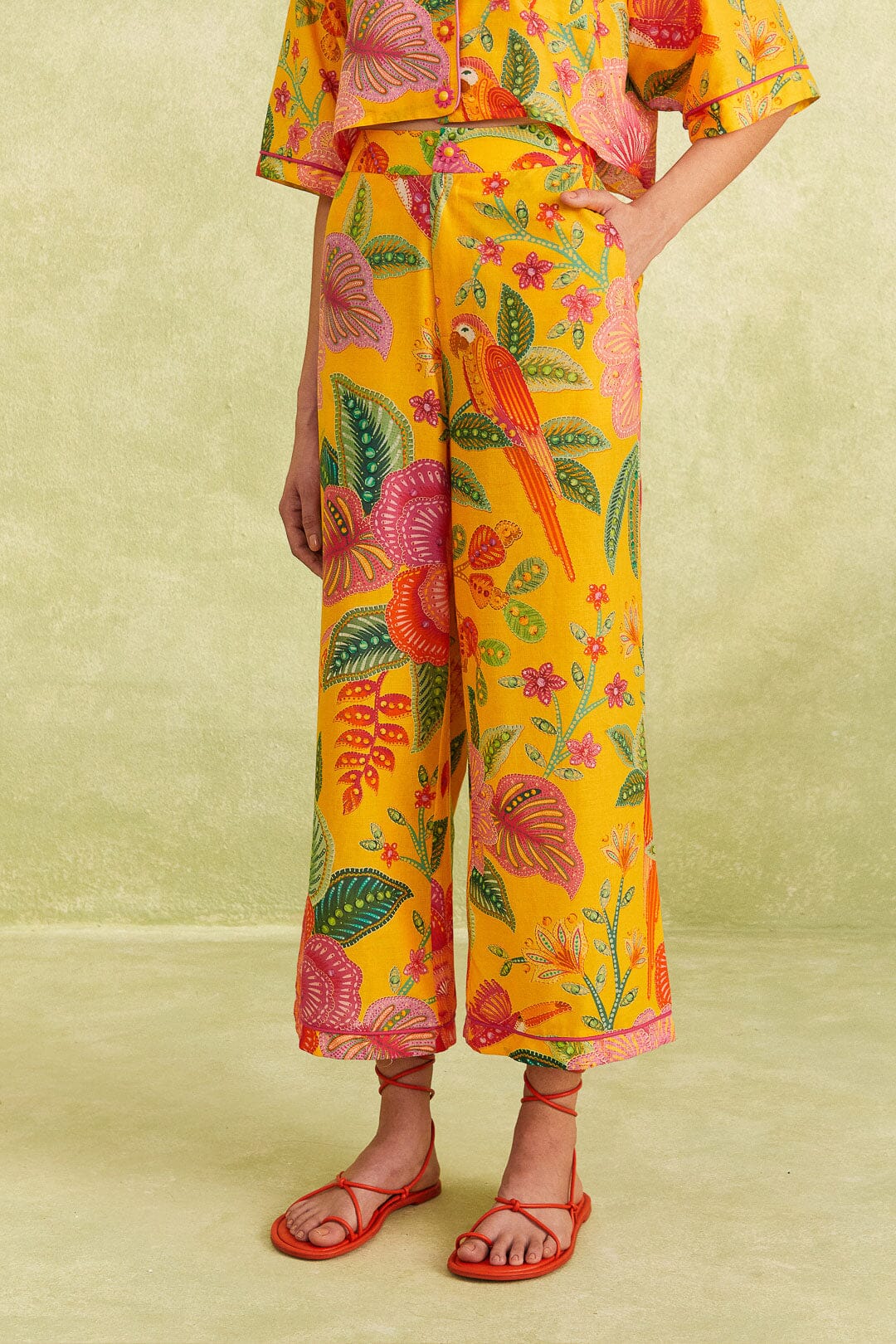 Macaw Bloom Pants in Yellow