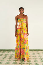Load image into Gallery viewer, Macaw Bloom Yellow Maxi Dress
