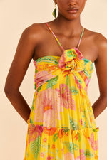 Load image into Gallery viewer, Macaw Bloom Yellow Maxi Dress
