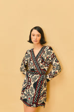 Load image into Gallery viewer, Passion Scarf Wrap Mini Dress in Black
