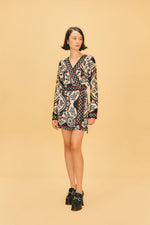 Load image into Gallery viewer, Passion Scarf Wrap Mini Dress in Black
