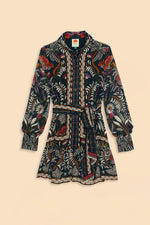 Load image into Gallery viewer, Classic Garden Black Long Sleeve Mini Dress in Black Multi
