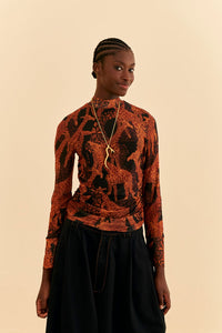Giraffes Tulle Blouse in Black