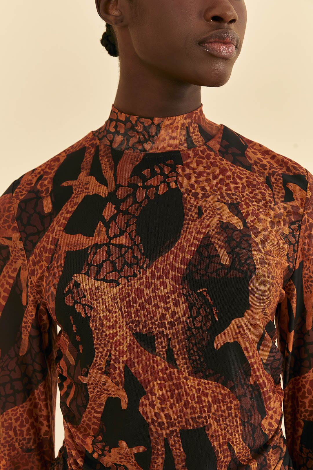 Giraffes Tulle Blouse in Black