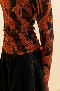 Giraffes Tulle Blouse in Black