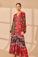 Load image into Gallery viewer, Mixed Floral Prints Long Sleeve Maxi Dress in Multi
