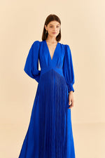 Load image into Gallery viewer, Fringes Maxi Dress in Bright Blue
