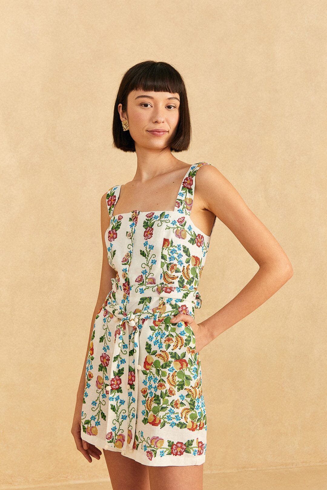 Tropical Romance Romper in Off White
