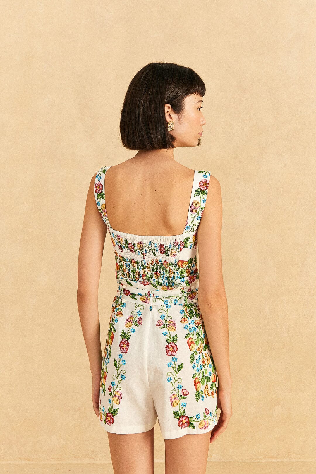 Tropical Romance Romper in Off White
