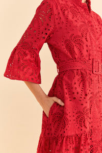 Palm Tree Mini Dress in Red