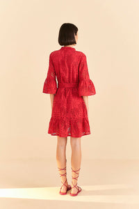 Palm Tree Mini Dress in Red