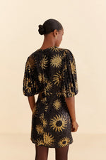 Load image into Gallery viewer, Sunny Mood Sequin Mini Dress in Black/Gold
