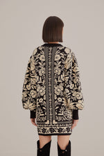 Load image into Gallery viewer, Black Pineapple Garden Mini Sweater Dress in Black/Cream
