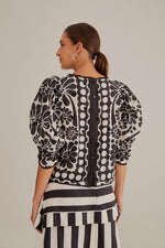 Load image into Gallery viewer, Puff Sleeve Blouse in Black Palermo
