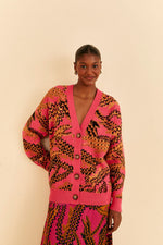 Load image into Gallery viewer, Knit Cardigan in Croco Pink
