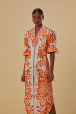 Load image into Gallery viewer, Aura V-Neck Midi Dress in Orange
